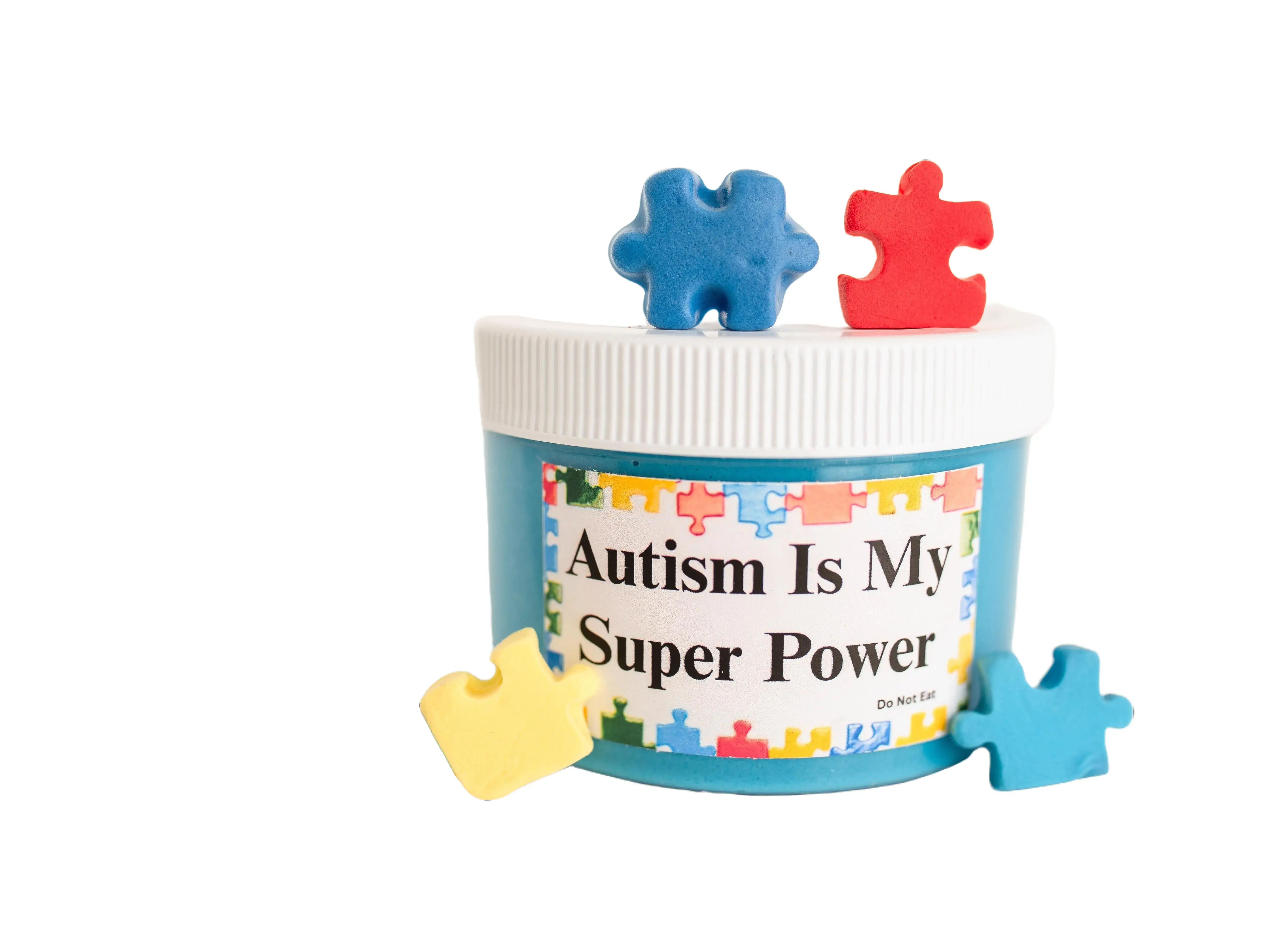 Autism Is My Super Power DIY Kit Calming Sensory Tool Scented Blue Hawaiian Cloud Memory Dough Texture with Puzzle Piece Confetti & DIY Clay Pieces
