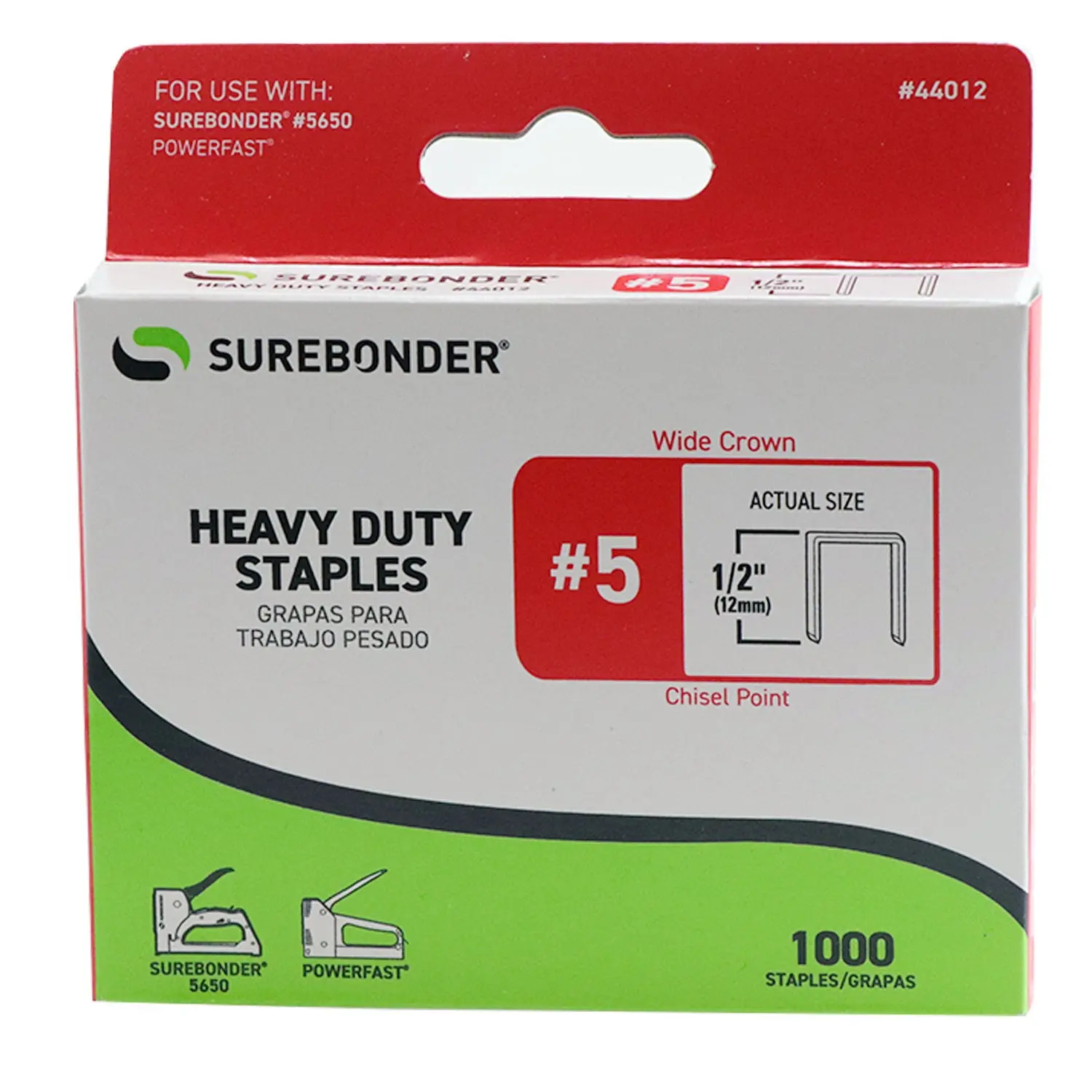 1/2" Heavy Duty Wide Crown Staples - 1000 Count | #5 Series 1/2" Heavy Duty Wide Crown Staples - 1000 Count | #5 Series