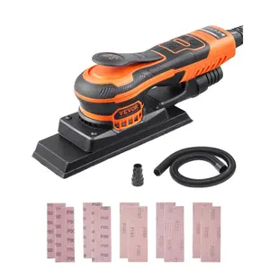 Summervibes VEVOR Sheet Sander, 3/8 Sheet 3A EC Brushless Sander, Max. 10000RPM Variable Speed Sheet Finishing Sander with 10PCS Sandpapers and Vacuum Cleaner Adapter for Woodworking