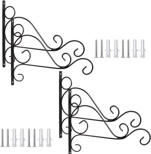 Hanging Plant Bracket 4 Packs Metal Wall Plant Hangers with Iron Screws Decorative Hook for Bird Feeders, Lanterns, Wind Chimes, Planters, Flower Pot, Outdoor Indoor Decor