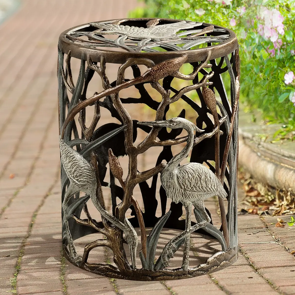 SPI Home 35331 Decorative Rust-Free Aluminium Heron Bird Flock Outdoor Table, 16.5" h x 12.5" w x 12.5" d