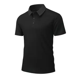 Men's Solid Color Turn-down Collar Polo Shirt Short Sleeve Business Casual Simple Slim Fit Breathable T-shirt Office Menswear