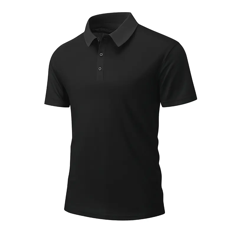 Men's Solid Color Turn-down Collar Polo Shirt Short Sleeve Business Casual Simple Slim Fit Breathable T-shirt Office Menswear