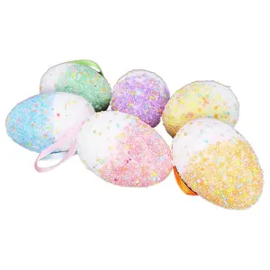 Easter Egg 4*6CM Double Layer Colorful Egg Pendant Holiday Scene Decoration Piece