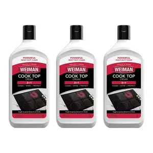 Weiman 20 oz. Glass Cook Top Cleaner and Polish (3-Pack), Ceramic Cooktop Cleaner and Polish, Heavy Duty Streak Free Cleaner, Biodegradable Formula, Removes Burned On Food and Grease, Safe for All Smooth Top Ranges, Shines and Protects in One Step.