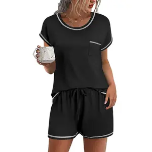 Ekouaer Womens Pajama Sets 2 Piece Soft Short Sleeve Top and Shorts Sleepwear Round Neck Pjs Lounge Set with Pockets