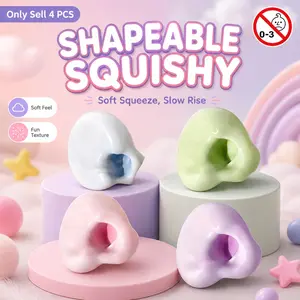 4PCS Shapeable Squishy Stress Ball - Vacuum Fillable Sensory Fidget Toy for Adults & Kids, Slow Rising Sand Glutinous Crunchy Stress Ball, Soft Elastic Squeeze Toy for Anxiety Relief, Calming Birthday Gift, Squishy Fidgets