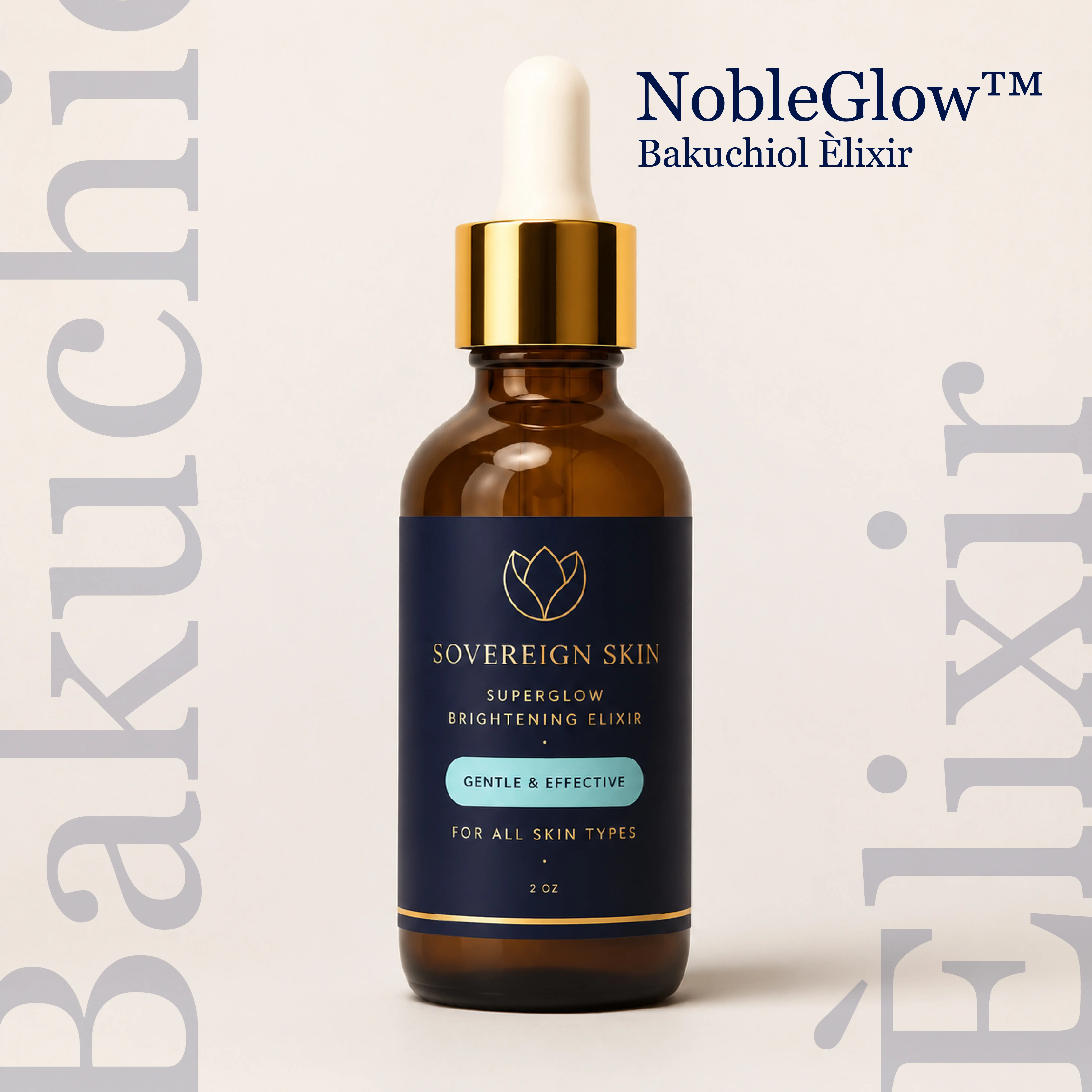 Sovereign Skin NobleGlow Bakuchiol Elixir — Gentle Retinol-Alternative Glow Oil | Bakuchiol + CoQ10 + Cloudberry Seed Oil Facial Elixir for All Skin Types | 2 oz