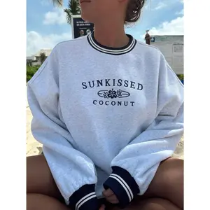 Original Striped Sunkissedcoconut Embroider Sweatshirt