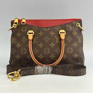 Pre-owned leather Tote Bags Louis Vuitton Pallas BB – Monogram Canvas with Cerise (Cherry) Trim
