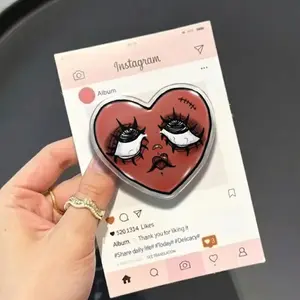 Grieving Heart with MagSafe Phone Grip, Horror Aesthetic Magnetic Phone Holder, Kawaii Scary Fan Gift , Kindle Accessories sticky Baby mount Library Card Flower-Shaped Multi-Functional Stand Universal Car Spooky Bat Adjustable