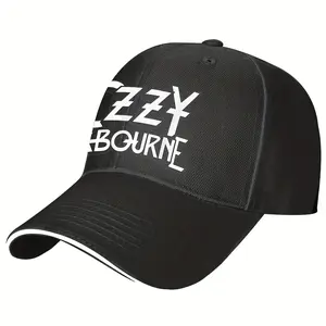 Men's Ozzy Pattern Baseball Cap - Black Hat with Eye-catching EZZY Text, Curved Brim Sun Hat Suitable for Casual Wear, Concerts, Daily Outfits - Fun Fashion Hat for Ozzy Fans and Rock Music Lovers, Street Trend Accessories, Trendy Headwear, Structural Des