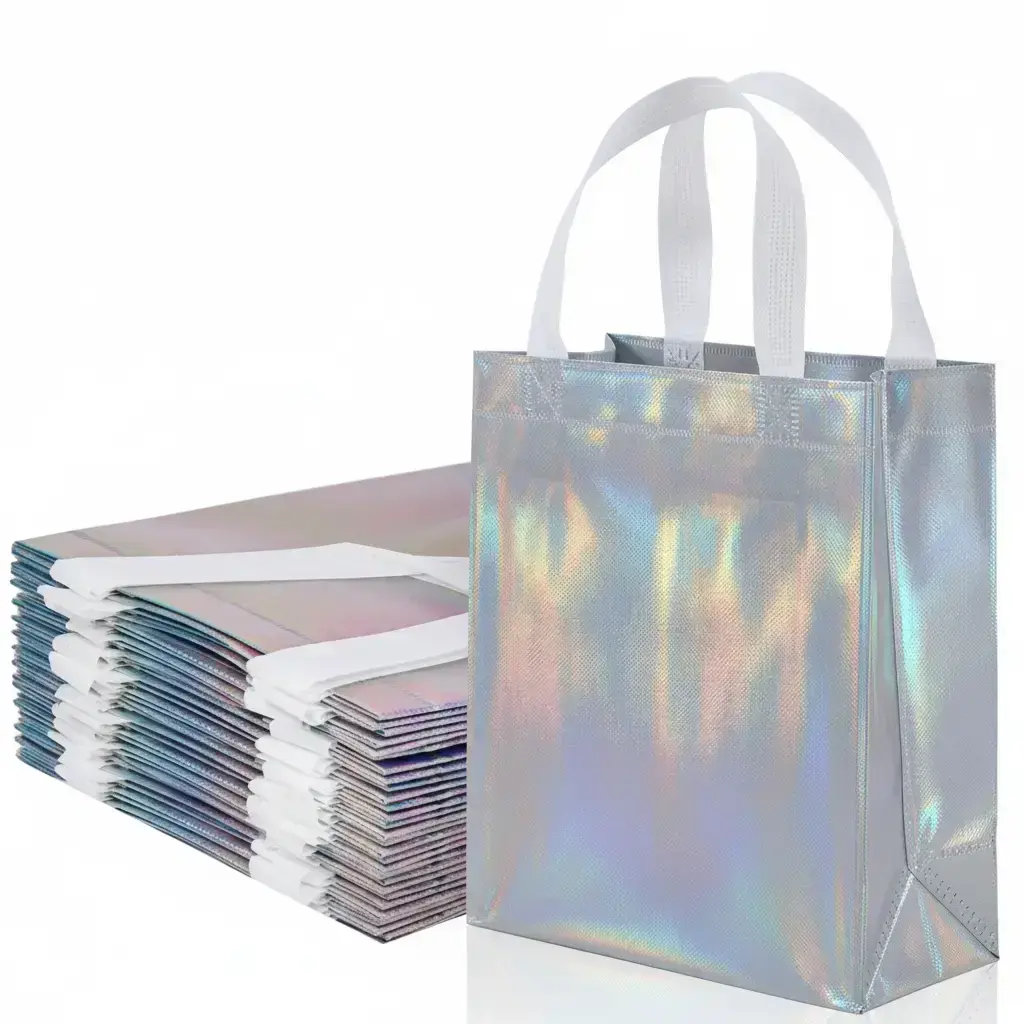 Iridescent Gift Bag with Handle, 10/50pcs Reusable Gift Wrapping Bag, Gift Packaging Supplies for Wedding Birthday Party, Party Gift Packs