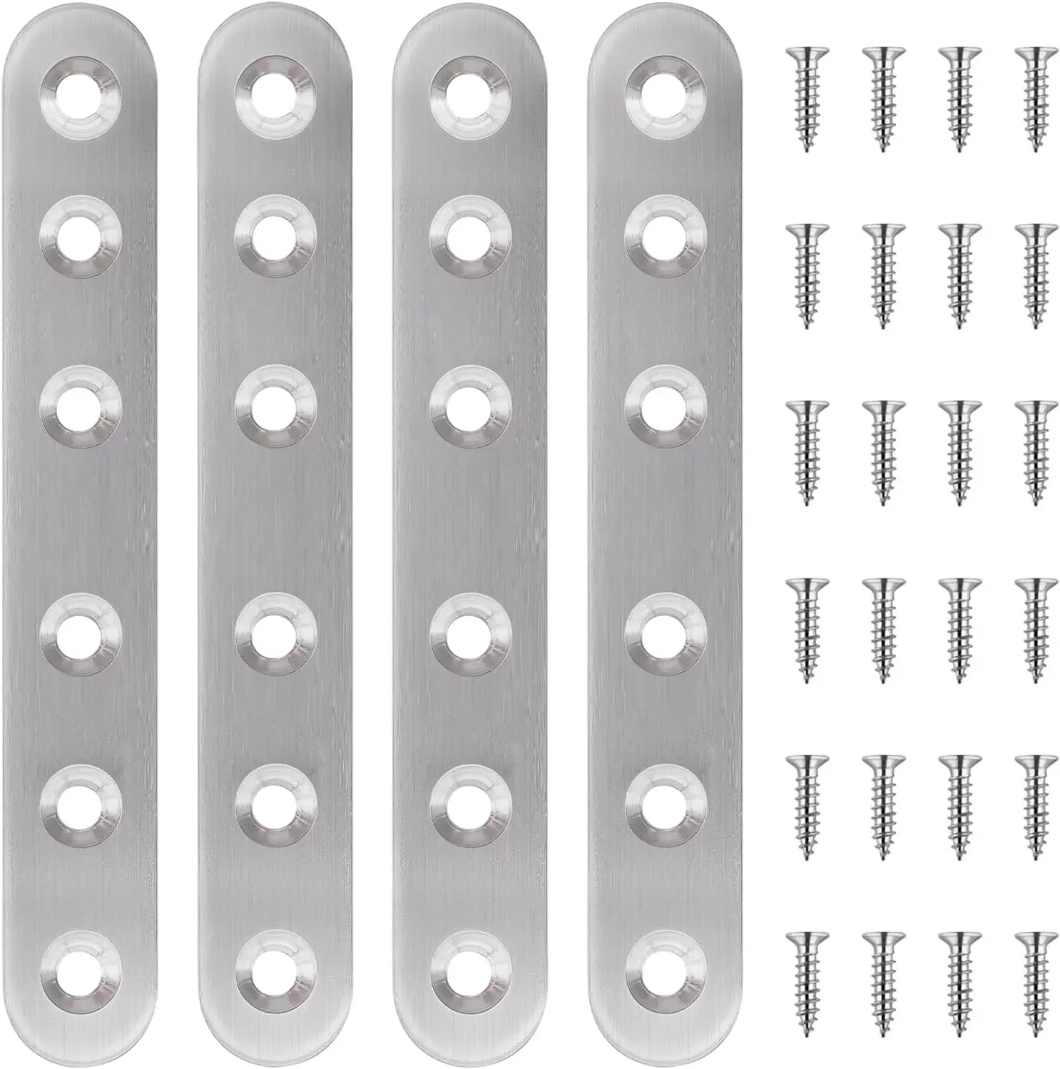 28 count Stainless Steel Straight Flat Brackets, Metal Brackets for  (6.1x0.78inch, 156x20mm)