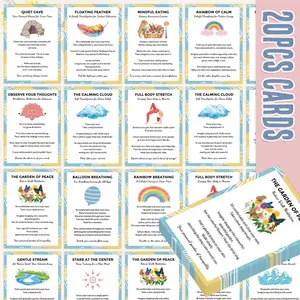 20 Emotion Therapy Mindfulness Meditation Cards, Focus Flashcards, Positive Affirmations Self-Care Cards for Anxiety Relief, Visual Stimulation Cards