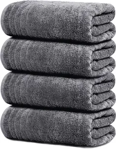 Large Bath Towels, 100% Cotton, 30 x 60 Inches Extra Large Bath Towels, Lighter Weight, Quicker to Dry, Super Absorbent, Perfect Bathroom Towels (Pack of 4, Dark Grey)