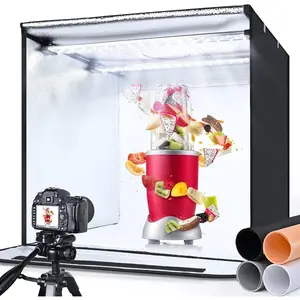 Nilight Photo Light Box, 24x24x24 inch Portable Lighting Tent Kit Brightness Adjustable Studio Photography Booth with 126 Large LED Lights CRI95+ with 4 Background for Large Items Shooting