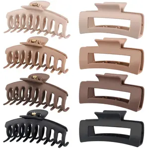 LuSeren Hair Clips for Women 4.3 Inch Large Hair Claw Clips for Women Thin Thick Curly Hair, Big Matte Banana Clips,Strong Hold jaw clips,Neutral Colors