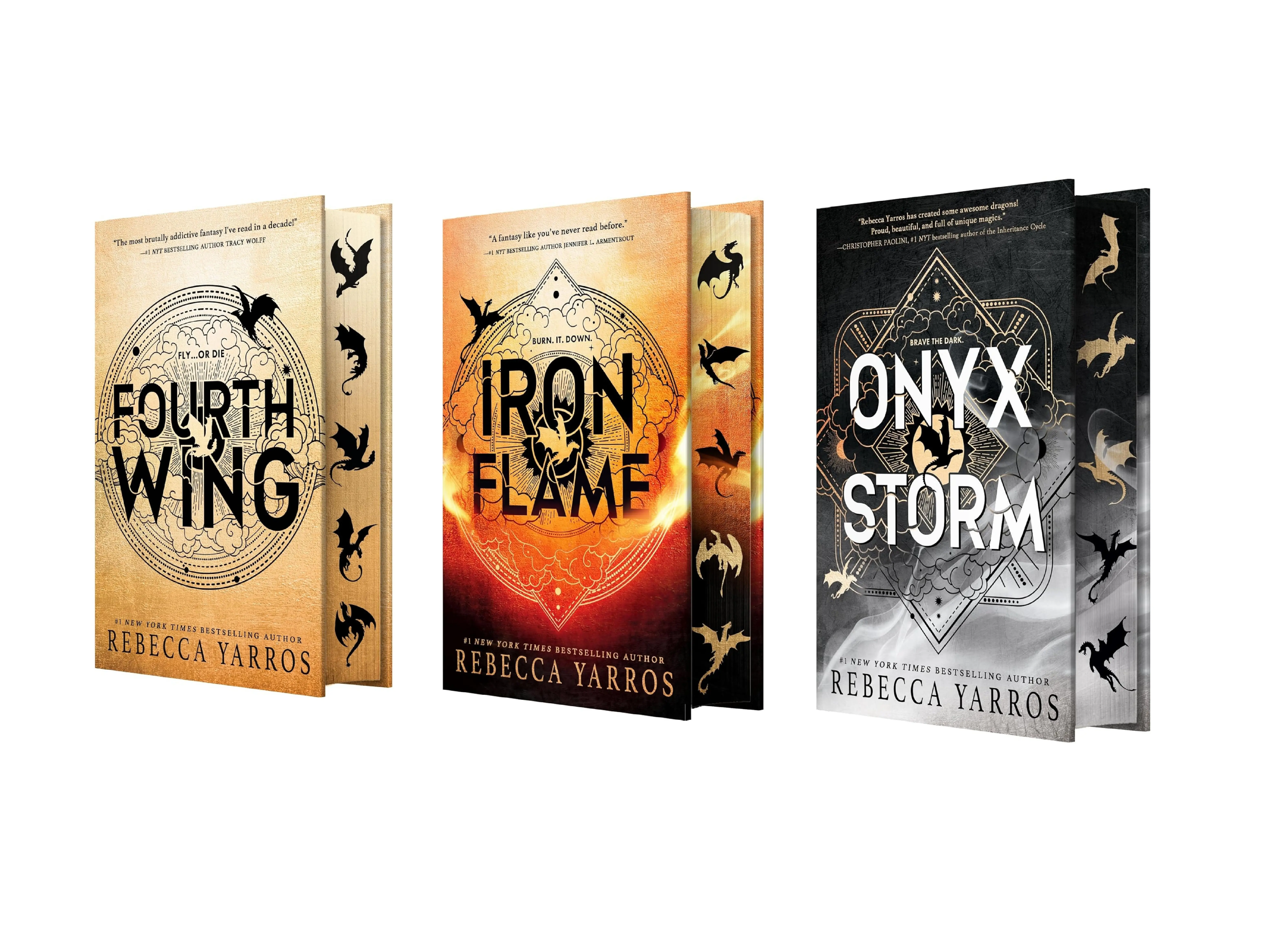 The Empyrean 3-Book Deluxe Limited Edition Hardcover Gothic Fantasy Novels - Rebecca Yarros' New York Times Bestselling Series: Fourth Wing, Iron Flame, Onyx Storm - Dragon Training Themed English Books, Violet Sorrengail, Dragon Riders