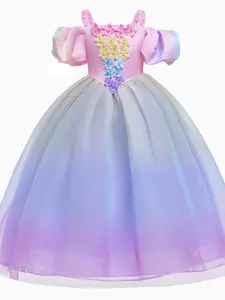 Cartoon Cosplay Strawberry Shortcake Costume Fancy Carnival Party Holiday Kids Clothes Princess Girls Puff Sleeve Floral Bow Ball Gown Children Cocktail Dress for all Season 3 to 10 Years