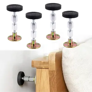 4 Counts Adjustable Threaded Bed Frame Fixer No Shake Headboard Wall Brackets Headboard Reinforcement System Quick Installation