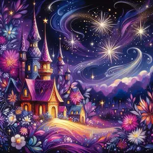 5D DIY Full Drill Round Diamond Painting - Diamond Art Painting Kit Dream Castle Mosaic, Canvas - DIY Decorative Painting, Home Wall Decor, Suitable for Halloween and Christmas, Birthdays and Anniversaries Handmade Gifts