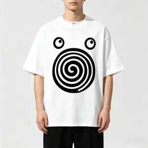 Unisex Funny Spiral Face Cartoon T-Shirt – Oversized Casual Streetwear Graphic Tee, Novelty Top for Men & Women