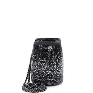 Pre-owned CHANEL material Bucket Bags Pearl Crush Drawstring Bucket Bag Strass Embellished Leather Mini by Rebag