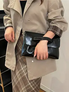 Women's PU Handbag Clutch Bag, New Trendy Versatile Shoulder Crossbody Bag, Large Capacity Wallet Purse, Metal Chain Envelope Bag, Fashionable Shoulder Bag