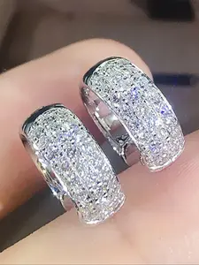 Elegant Rhinestone Decorated Hoop Earrings, Fashion Jewelry for Party, Daily Clothing Decor, Trendy All-match & Exquisite Jewelry for Birthday Gift, Fashionable Jewelry Accessories