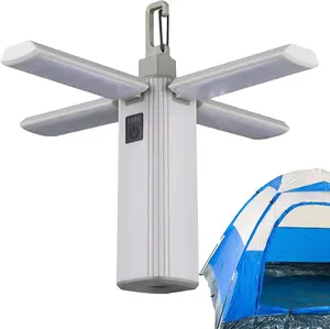 (1 pack) Outdoor foldable four-leaf camping LED pendant light, USB rechargeable lithium-ion battery, 3 modes