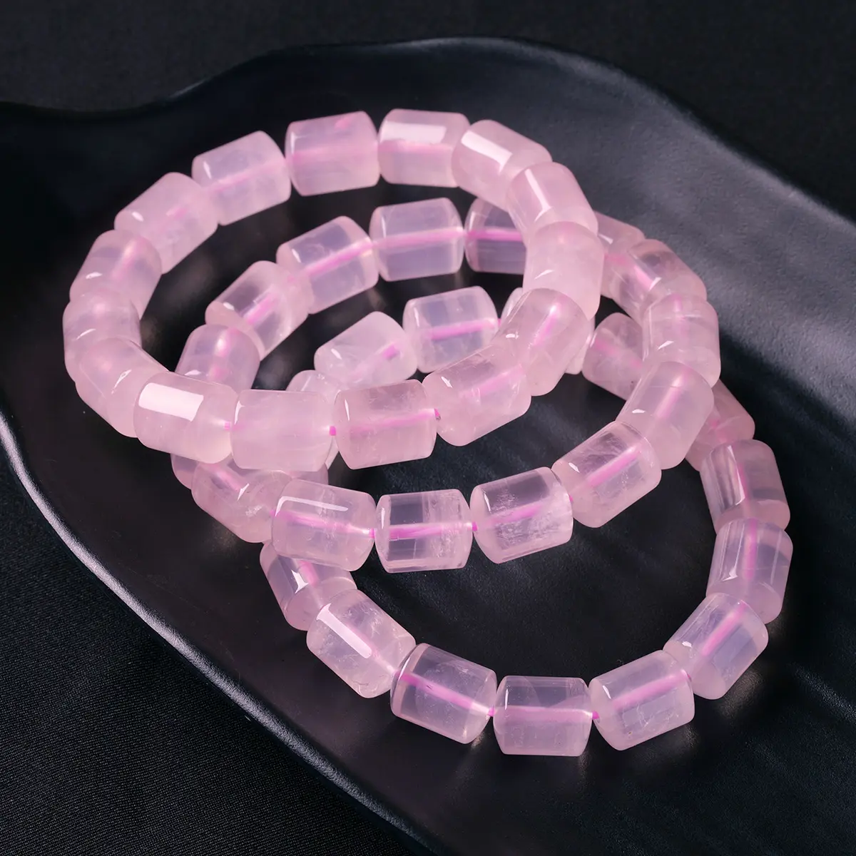 Natural Pink Crystal Bucket Bead Bracelet, Suitable for daily wear, give gifts to friends