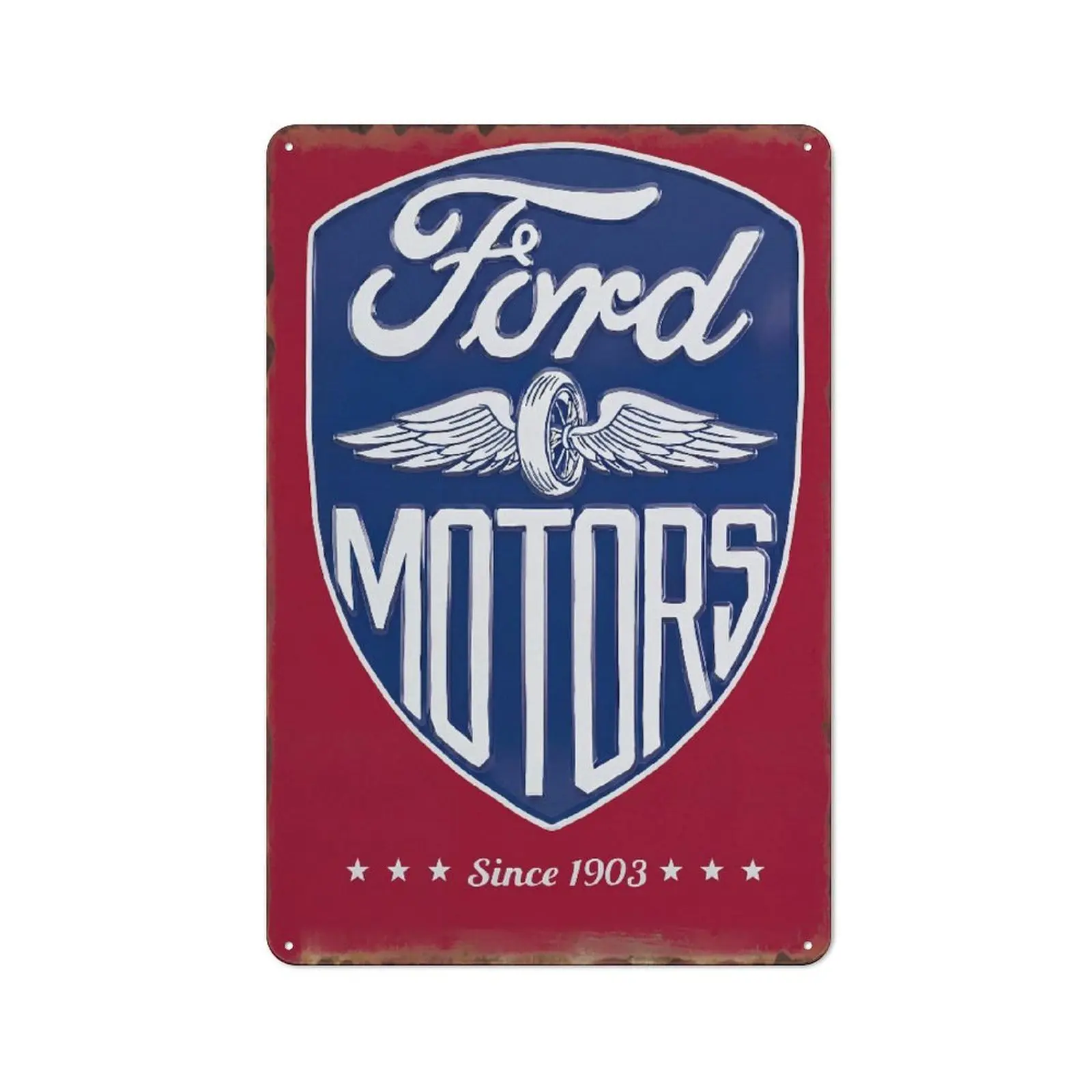 Ford Motors Embossed Metal Sign - Vintage Blue Ford Sign for Garage or Man Cave