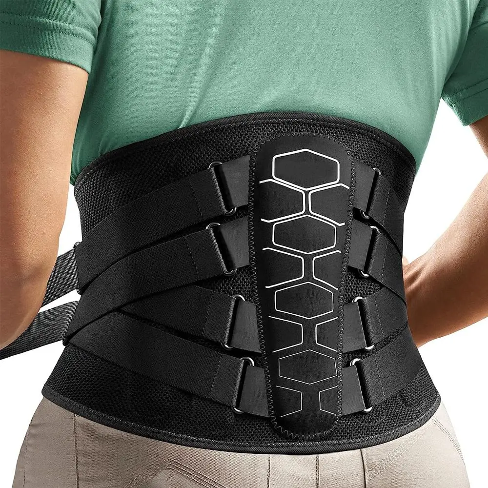 Back Waist Support with Lumbar Pad & Pulley System, Adjustable Lumbar Support Belt, Ergonomic Design and Soft Breathable 3D Knit Material Waist Belt for Men Women, Waist Trainer Belt, Waist Training Belt, Adjustable Back Brace