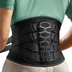 Back Waist Support with Lumbar Pad & Pulley System, Adjustable Lumbar Support Belt, Ergonomic Design and Soft Breathable 3D Knit Material Waist Belt for Men Women