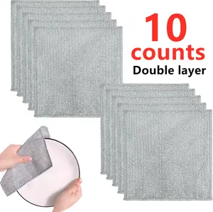 10PCS Set Non-Scratch Steel Wool Dishcloth - Multi Purpose Wire Dishwashing Rags Kitchen Towels and Dishcloths Sets Durable Cleaning Pads Bathroom Home Essentials Cleaning Supplies Tools