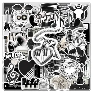 50 Pcs Music Style Stickers Creative Note Musical Notes Laptop Stationery Phone Decals