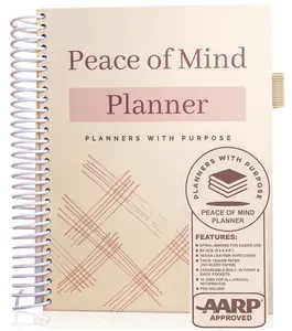 Peace of Mind Planner for End of Life Journal Final Arrangements Personal & Medical Organizer Funeral Planning B5 Size 7.5 x 10 Spiral Binding 16 Tabs