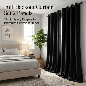 2 PANELS 52"x84" Solid Full Blackout Grommets Curtains. Light Blocking Window Drapes for Home Decoration FT2599 QF222