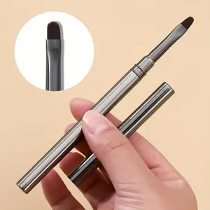 Metal Handle Oval Nail Brush, DIY Salon Manicure Anti-Allergy Gel Polish Brush, Ergonomic Durable Precision Control Pen, Lightweight Glossy Finish, Nail Art Tools