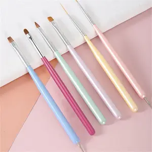 Nail Art Brush Set, Salon 6 Counts/set Nail Art Brush, Gel Polish Design Pen, Extension Gel Brush, Dotting Pen, Liner Brush, Manicure & Pedicure Tool