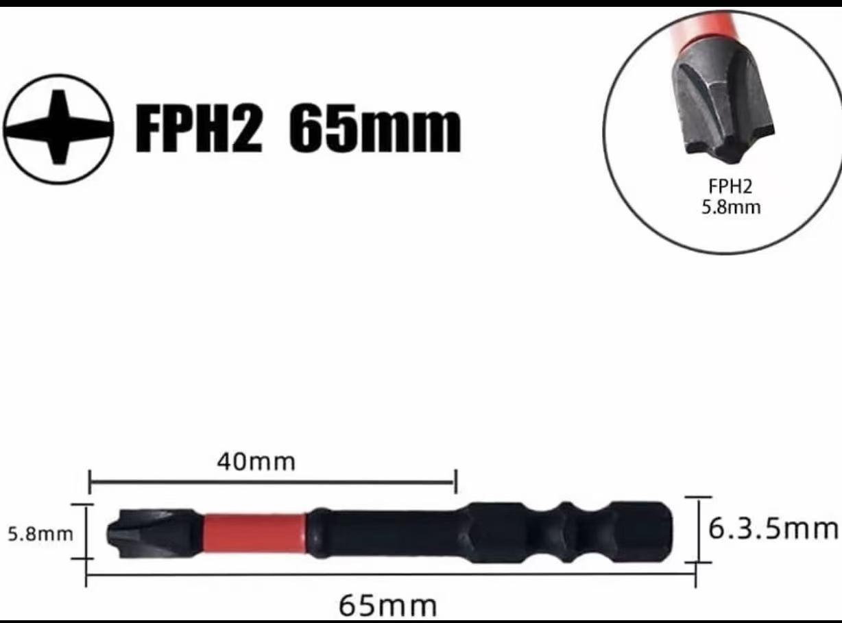 Impact Screwdriver Bit Set, Suitable for Electricians, S2 Steel Material, 65mm & 110mm Length, 1/4 Inch Hex Shank Magnetic Phillips Screwdriver Bits, for Circuit Breakers