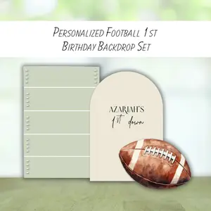 Football 1st Down Birthday Backdrop Set | Personalized Arch & Field Panel