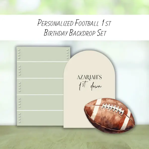 Football 1st Down Birthday Backdrop Set | Personalized Arch & Field Panel