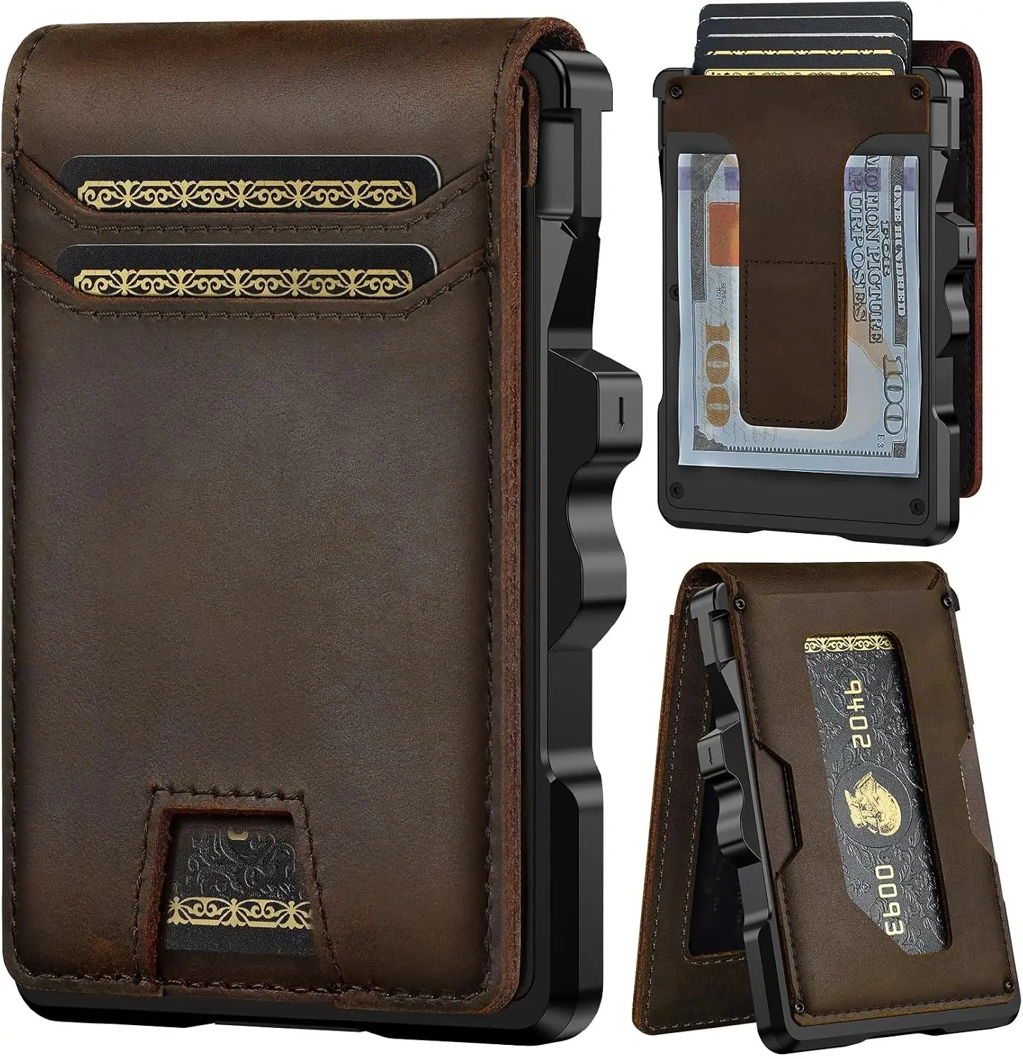 Genuine Leather Wallet for Men: Slim RFID Smart Minimalist Wallet | Credit Card Holder for Front Pocket wallet with Money Clip Full Grain - Gift for Husband Father on Birthday Anniversary