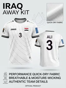 2026 Iraq National Team Jersey, Moisture-Wicking Dry Soccer Shirt, Advanced Technical Knit Support Gear, Lightweight Breathable Training Top