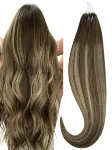 Micro Loop Human Hair Extensions, Balayage Blonde Natural Hair, Micro Link Hair Extensions, Fusion Pre Bonded, High-Quality & Durable, Real Hair Extensions