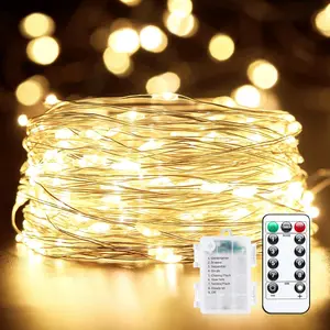 Battery Operated Fairy Lights with Remote, 33Ft 100 LED Waterproof String Lights Indoor Outdoor, Twinkle Starry Light for Christmas Home Bedroom Wedding DIY Centerpiece Decor