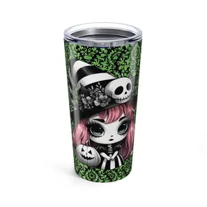 Lydia Green Lace Halloween Beetlejuice Tumbler 20oz - Custom Personalized Cup, Halloween Decor, Beetlejuice Fan Gift, Halloween Party Favor,