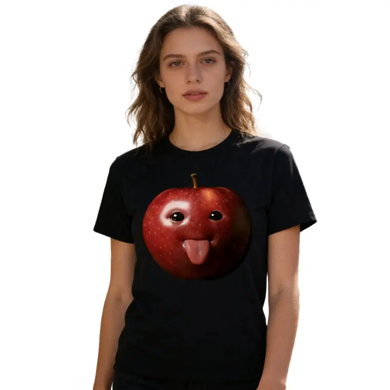 Funny Meme Apple T-Shirt Funny T-Shirt Soft Cotton Crew Neck Tee Summer Soft Unisex Stylish Fashion Casual Breathable T-Shirt Funny Apple Short Sleeve